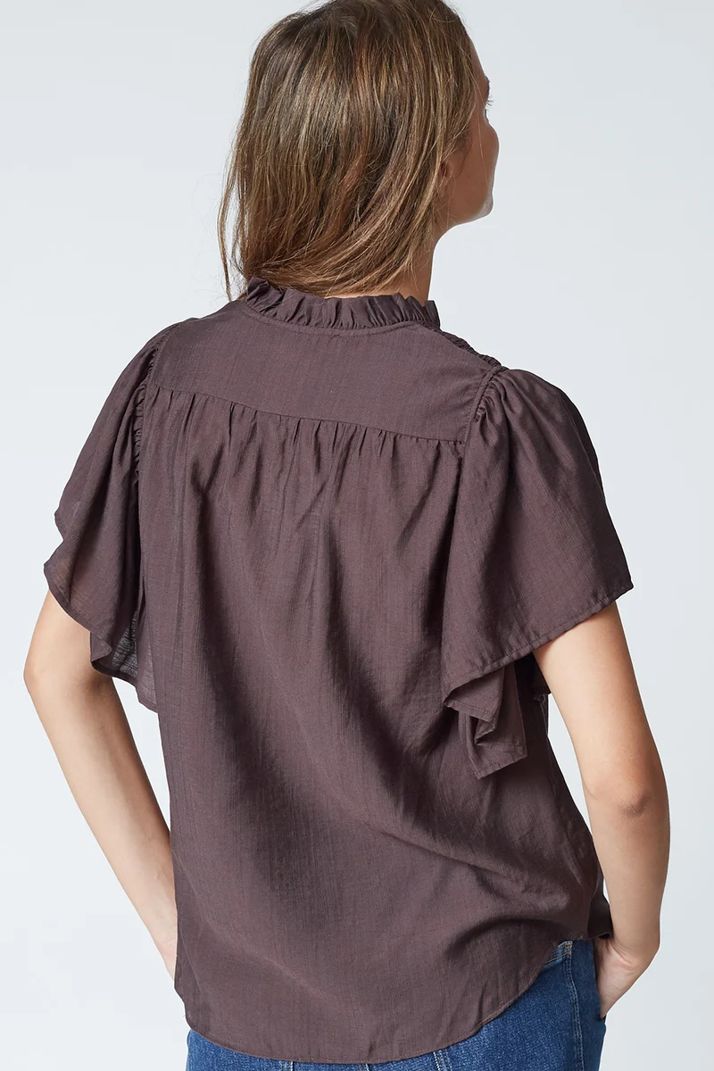 Hera SS Frill Top 35703 | Mocca | Top fra Co'couture