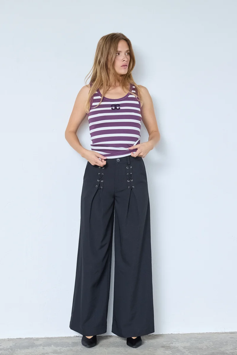 Granny Rib Emb. Tank Top 33207 | OffWhite/Plum | Top fra Co'couture