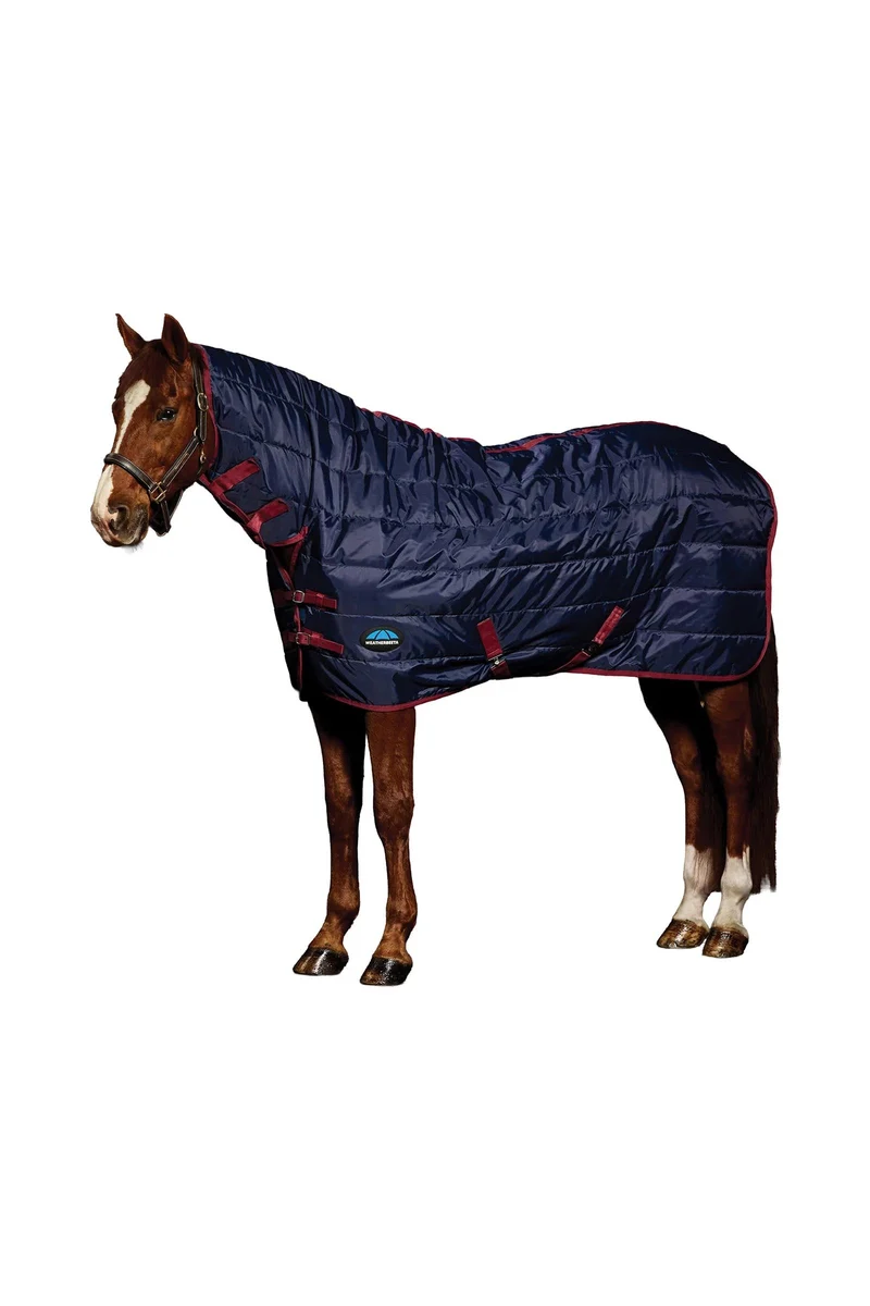 Stalldecke mit festem Halsteil, 220 g Navy/Burgundy 140