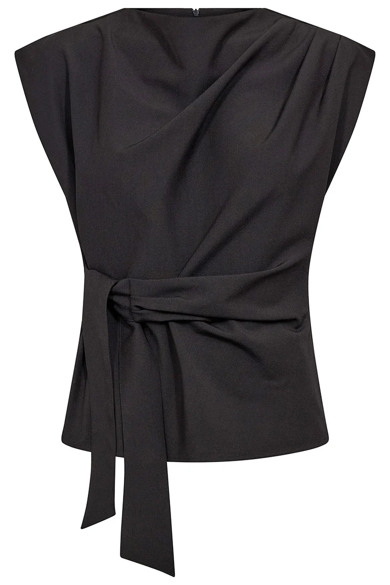 Nolan Pleat Top 35957 | Black | T-Shirt fra Co'couture