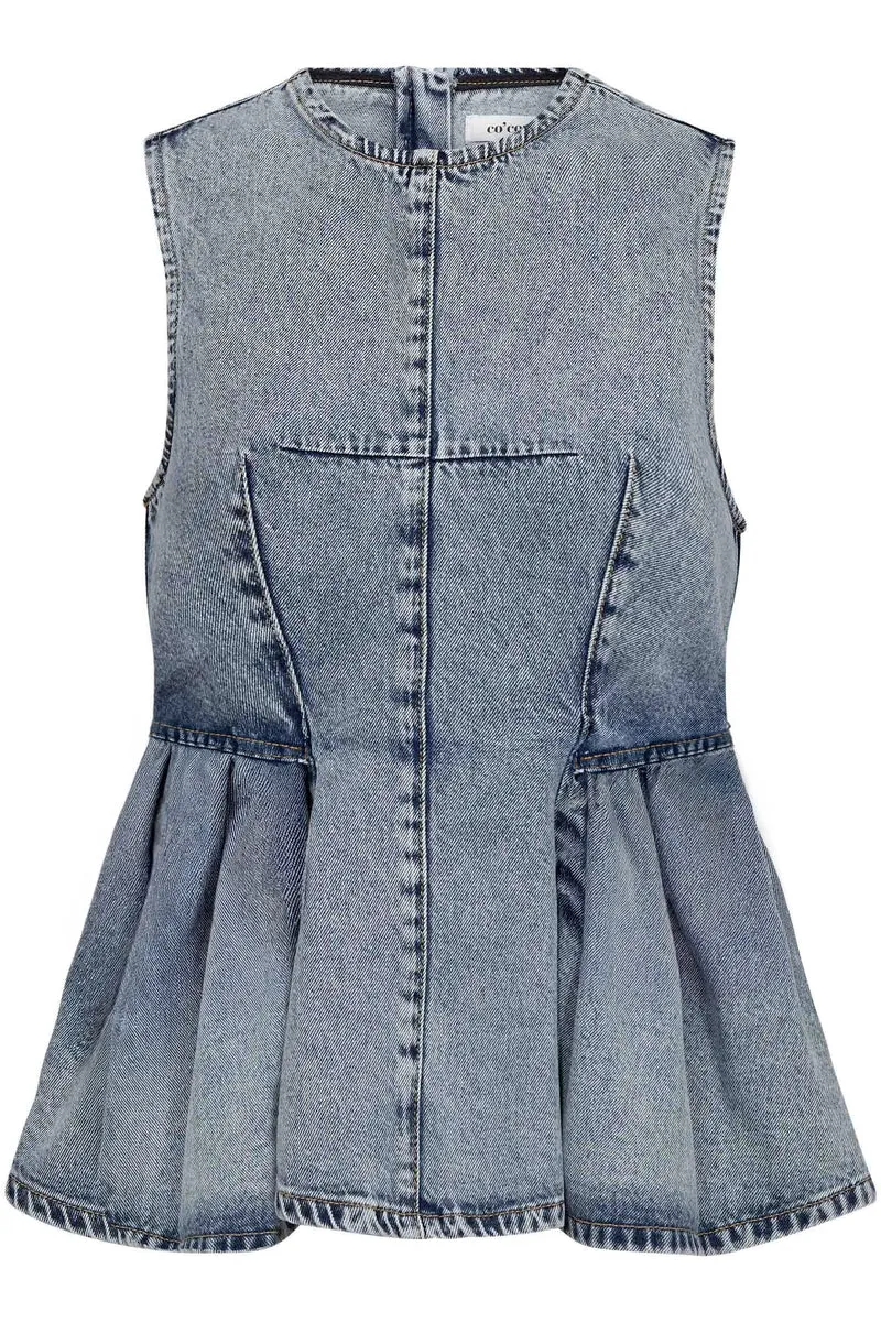 Pancy Denim Top 43008 | Fade Denim | Top fra Co'couture