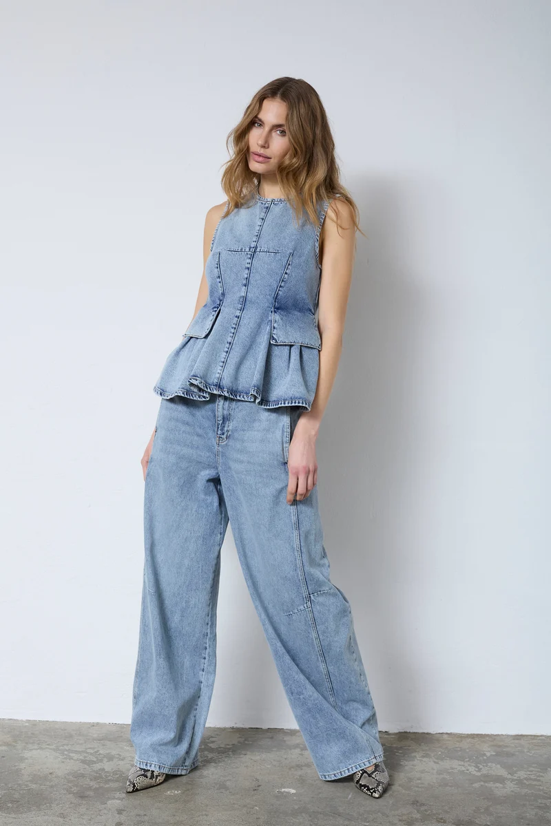 Pancy Denim Top 43008 | Fade Denim | Top fra Co'couture