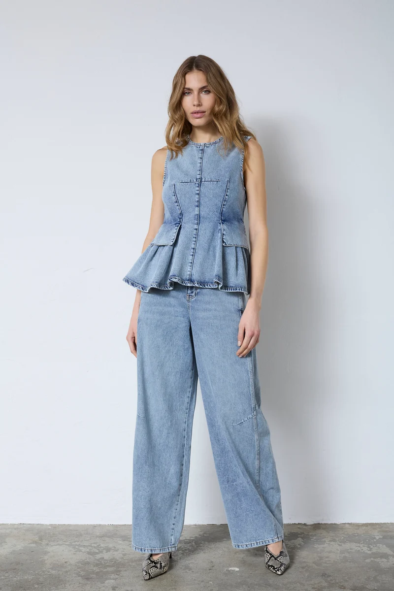 Pancy Denim Top 43008 | Fade Denim | Top fra Co'couture
