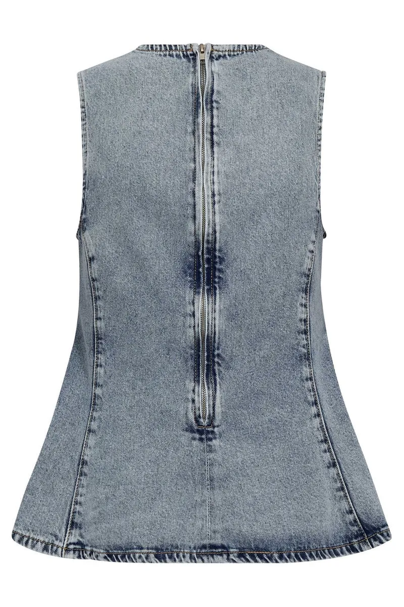 Pancy Denim Top 43008 | Fade Denim | Top fra Co'couture