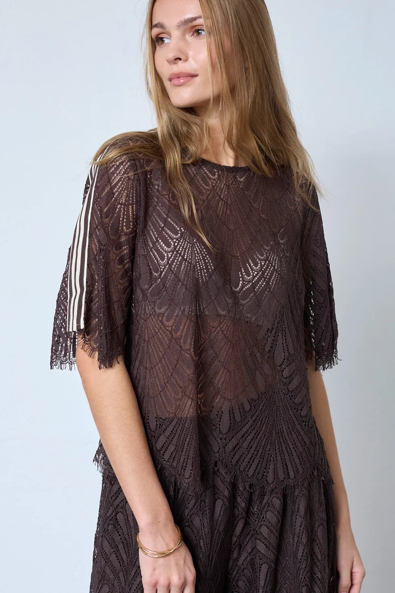 Leti Lace Blouse 45049 | Dark Brown | Top fra Co'couture