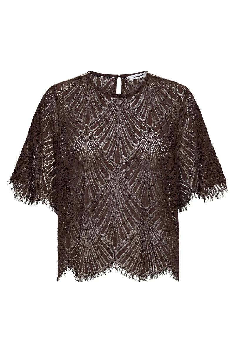 Leti Lace Blouse 45049 | Dark Brown | Top fra Co'couture