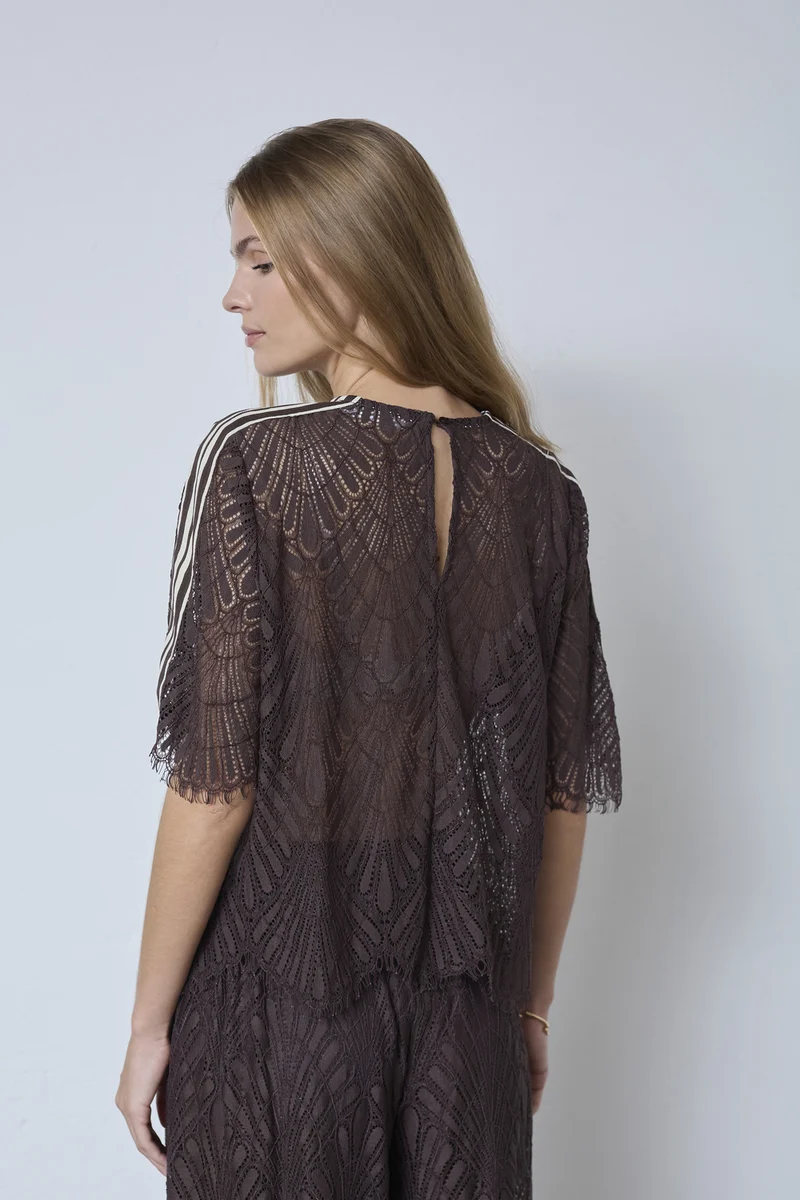 Leti Lace Blouse 45049 | Dark Brown | Top fra Co'couture