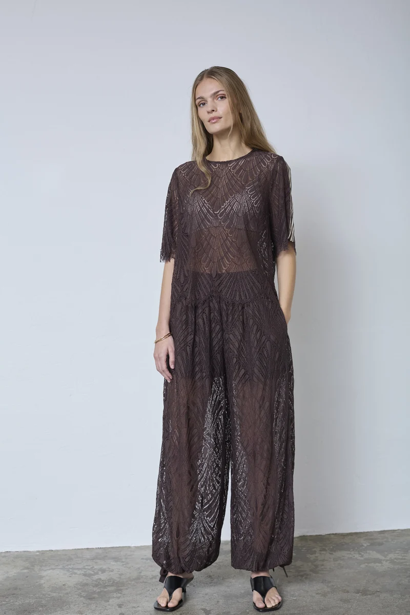 Leti Lace Blouse 45049 | Dark Brown | Top fra Co'couture