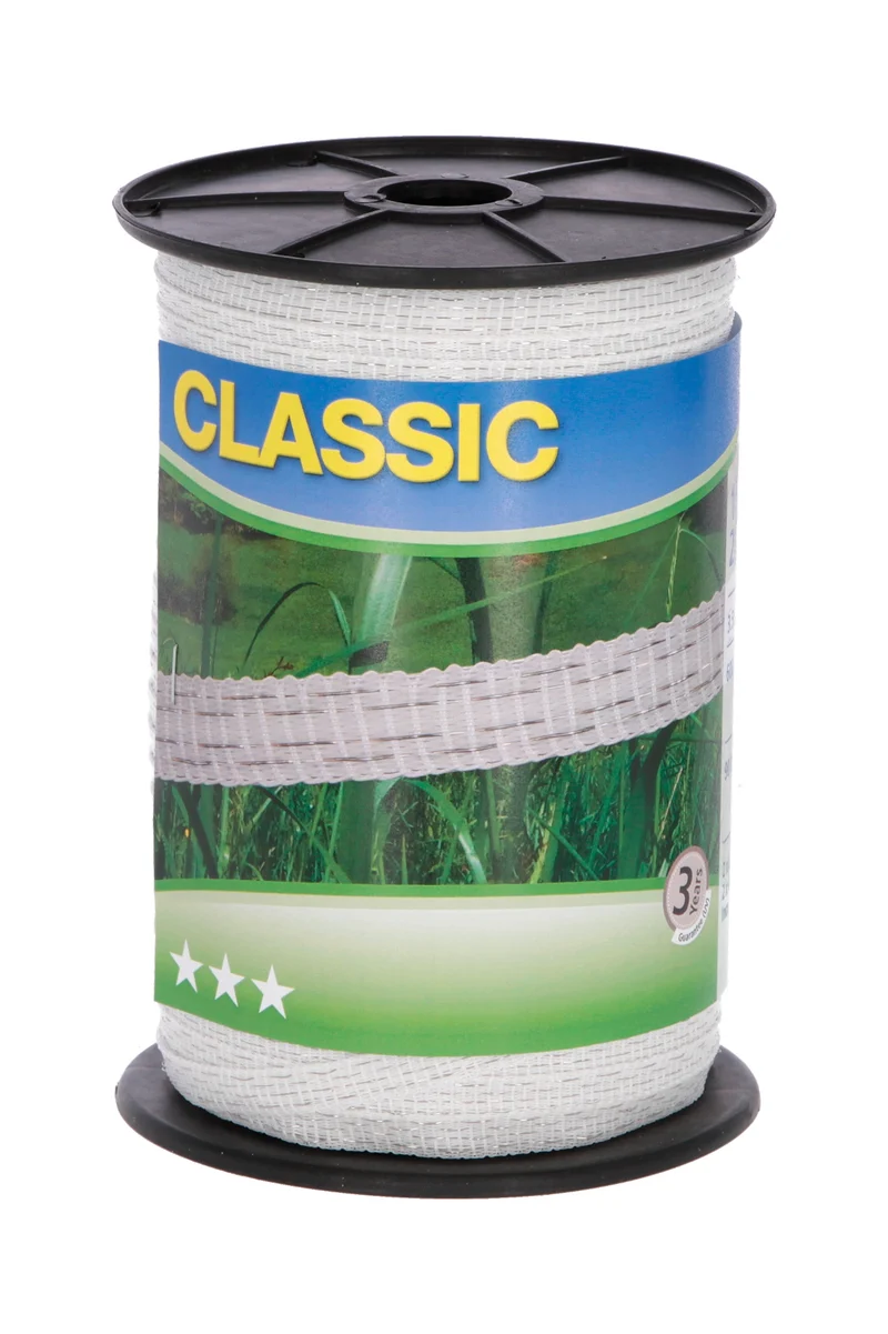 Classic Classic Weidezaunband, 10 mm, weiß, 2x0,20+2x0,30 Niro, 200 m WH/AB 200/10