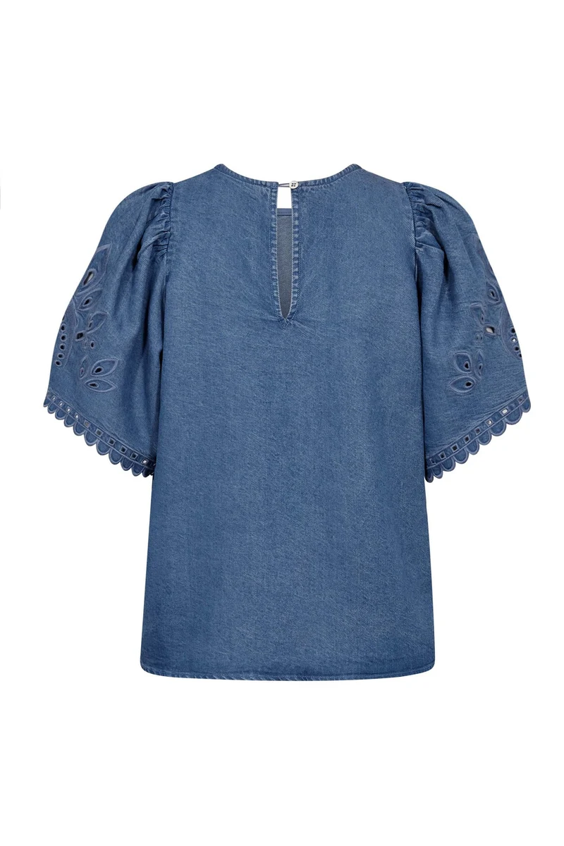 Tilly Emb SS Blouse 45057 | Denim blue | Top fra Co'couture