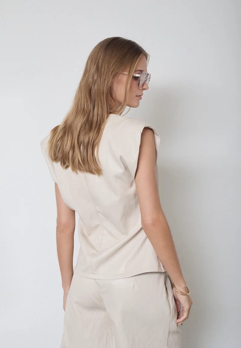 Gitt Pleat Top 35958 | Bone | Top fra Co'couture
