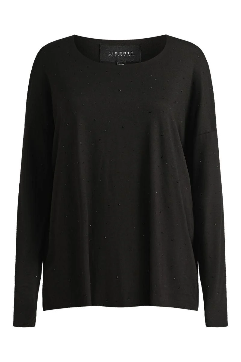 Alma Ls Top | Black Black Simili (sorte sten) | Top fra Liberté