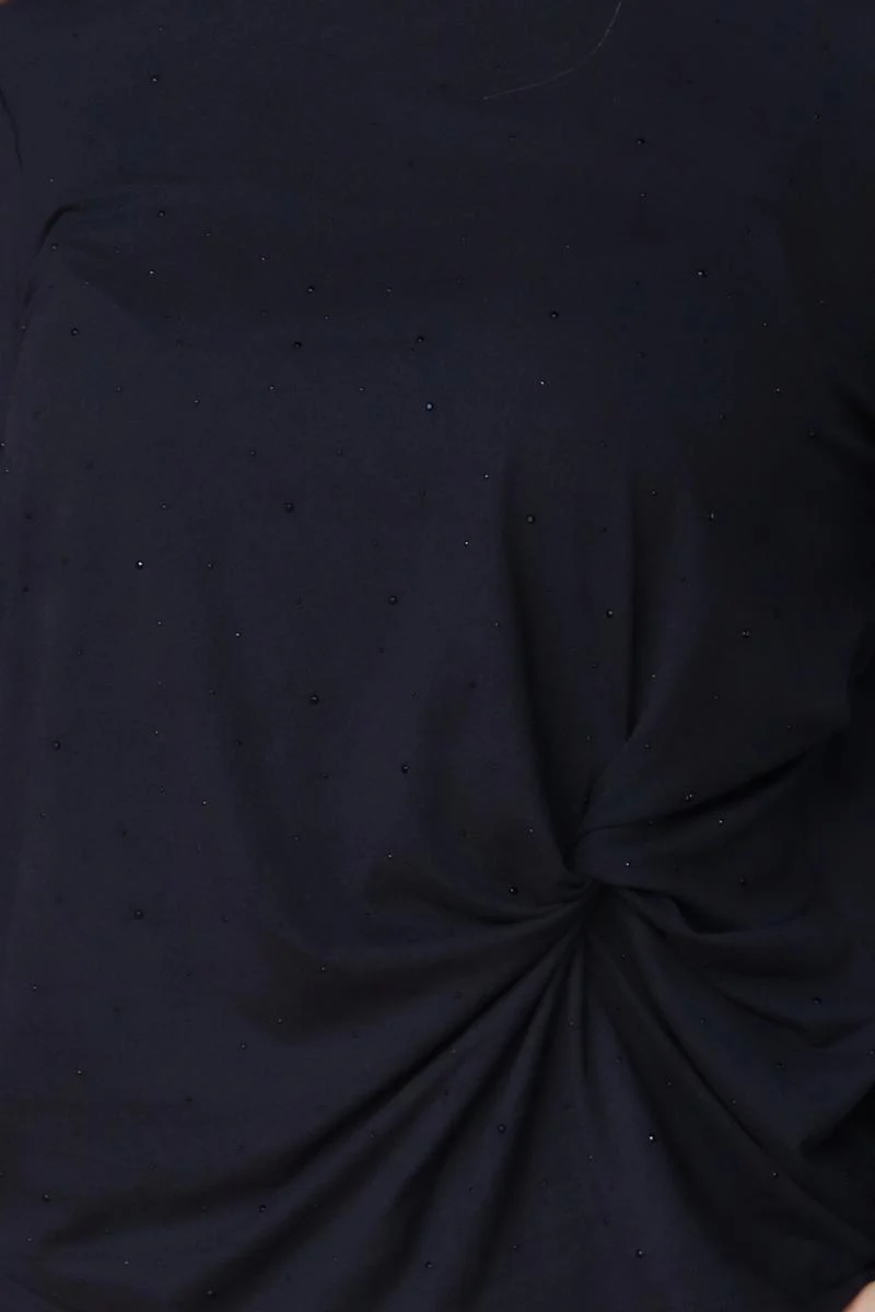 Alma Ls Twist Tshirt | Black Black Simili (sorte sten) | Bluse fra Liberté
