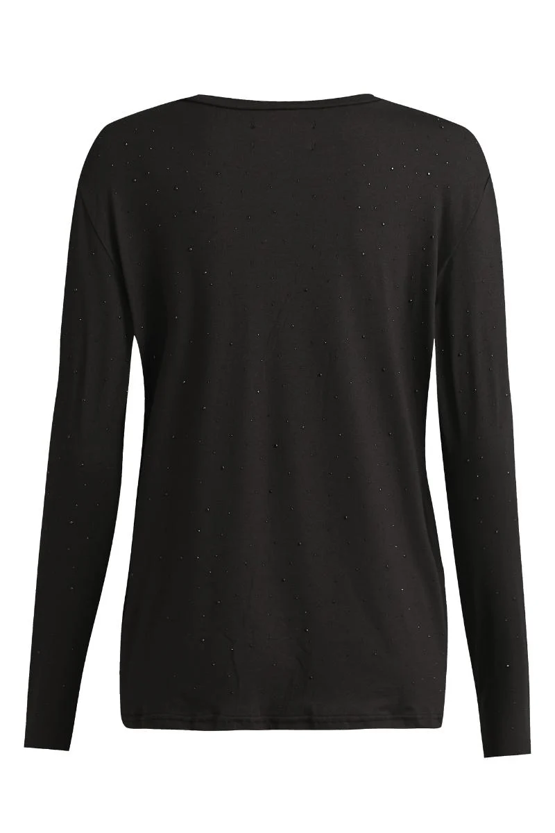 Alma Ls Twist Tshirt | Black Black Simili (sorte sten) | Bluse fra Liberté