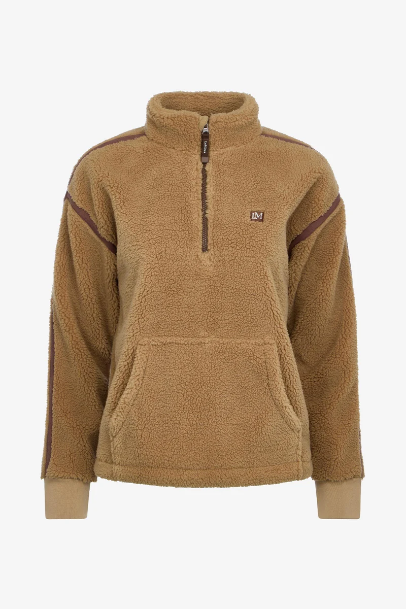 Avery Damen Teddyfleece-Sweater mit Viertelreißverschluss Caramel 36