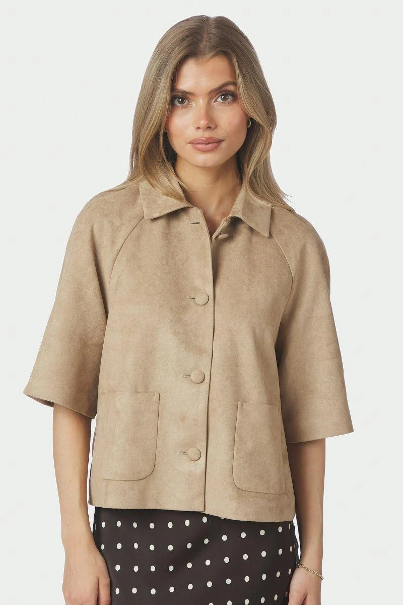 Editta Faux Suede Jacket | Sand | Jakke fra Neo Noir