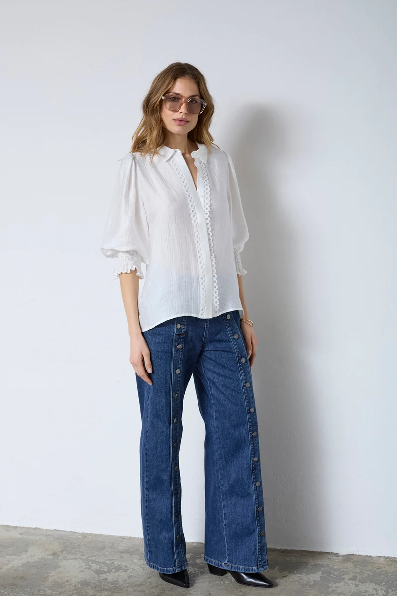 Tassy Lace SS Shirt 45073 | White | Top fra Co'couture