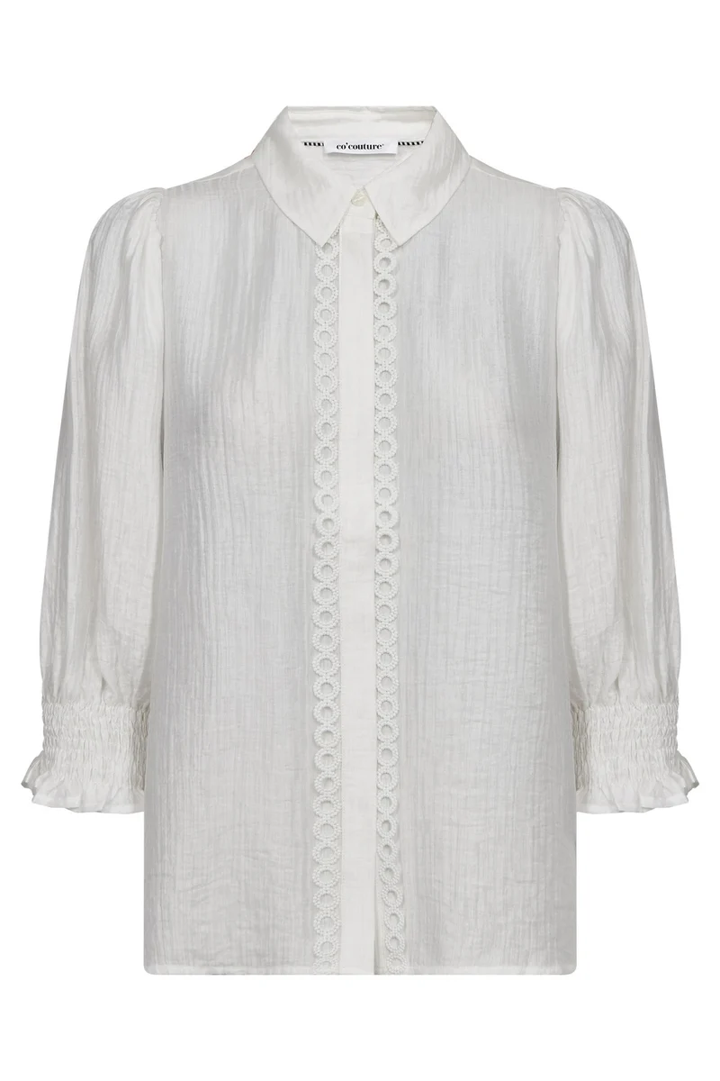 Tassy Lace SS Shirt 45073 | White | Top fra Co'couture