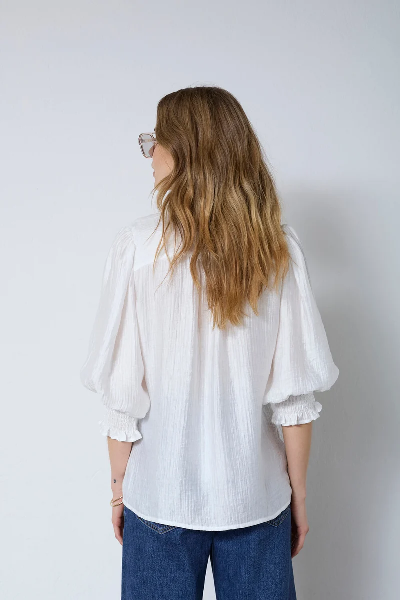 Tassy Lace SS Shirt 45073 | White | Top fra Co'couture