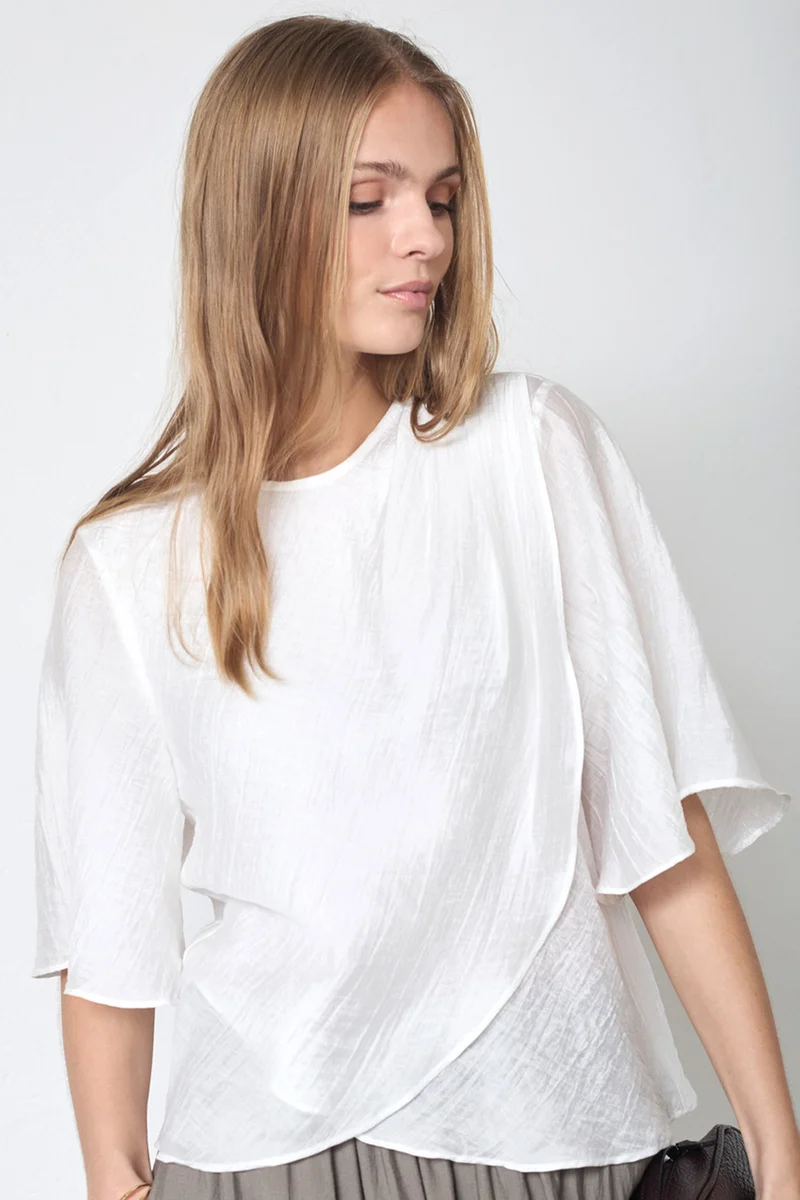 Conny Drape SS Blouse 45093 | White | Top fra Co'couture