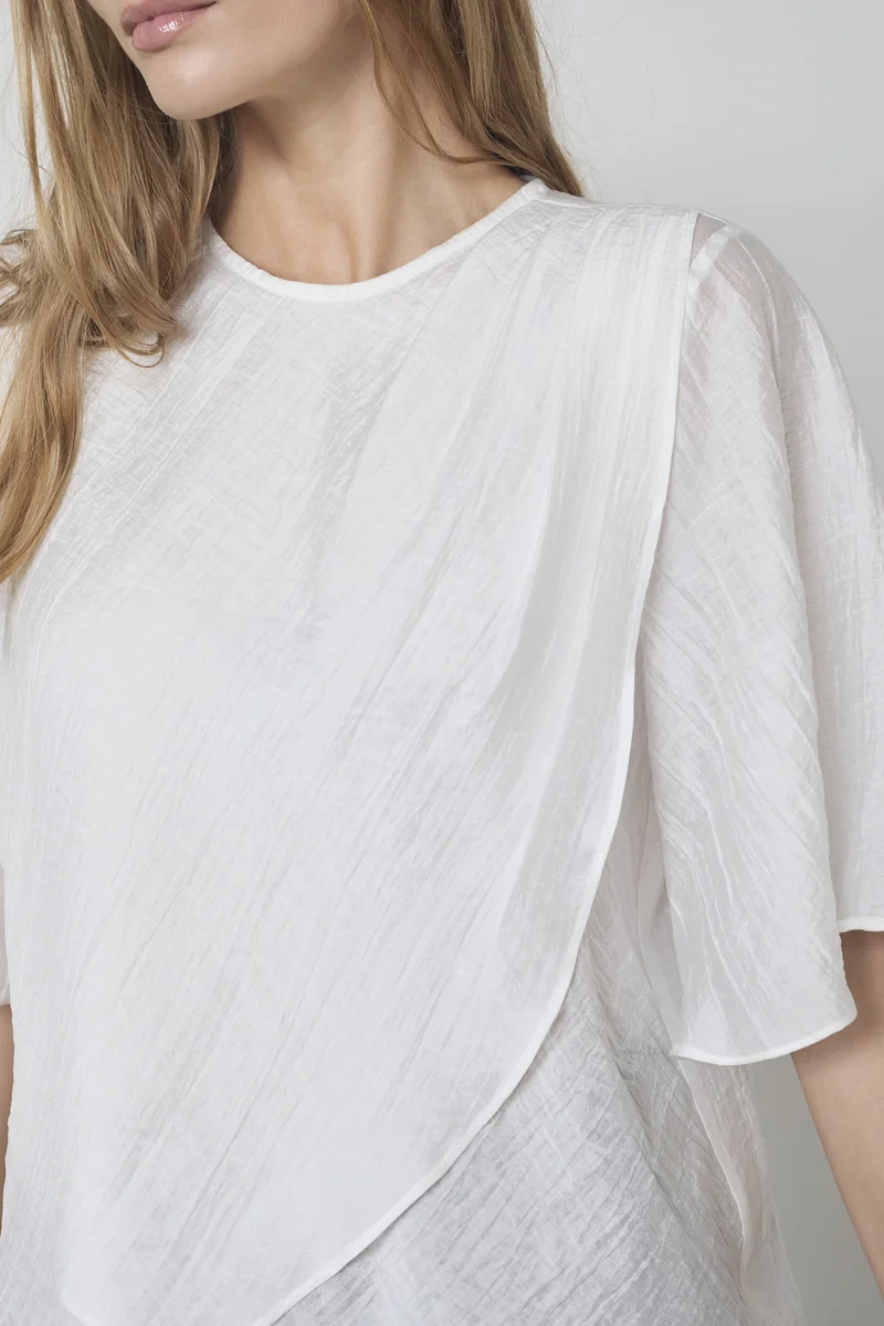 Conny Drape SS Blouse 45093 | White | Top fra Co'couture