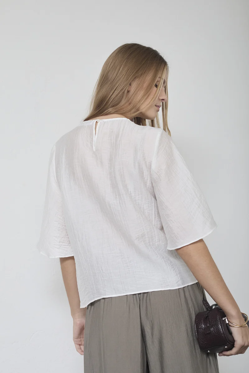Conny Drape SS Blouse 45093 | White | Top fra Co'couture
