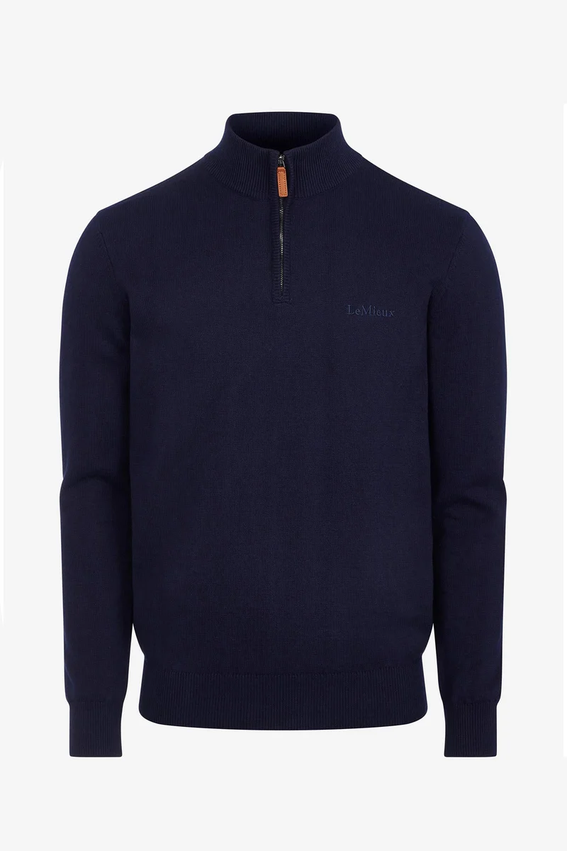Herren Strickpullover mit Viertelreißverschluss Navy XS