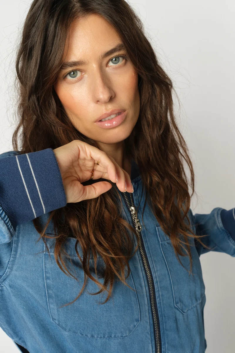 Cate Onyx Jacket | Light Blue Denim | Jakke fra Mos Mosh