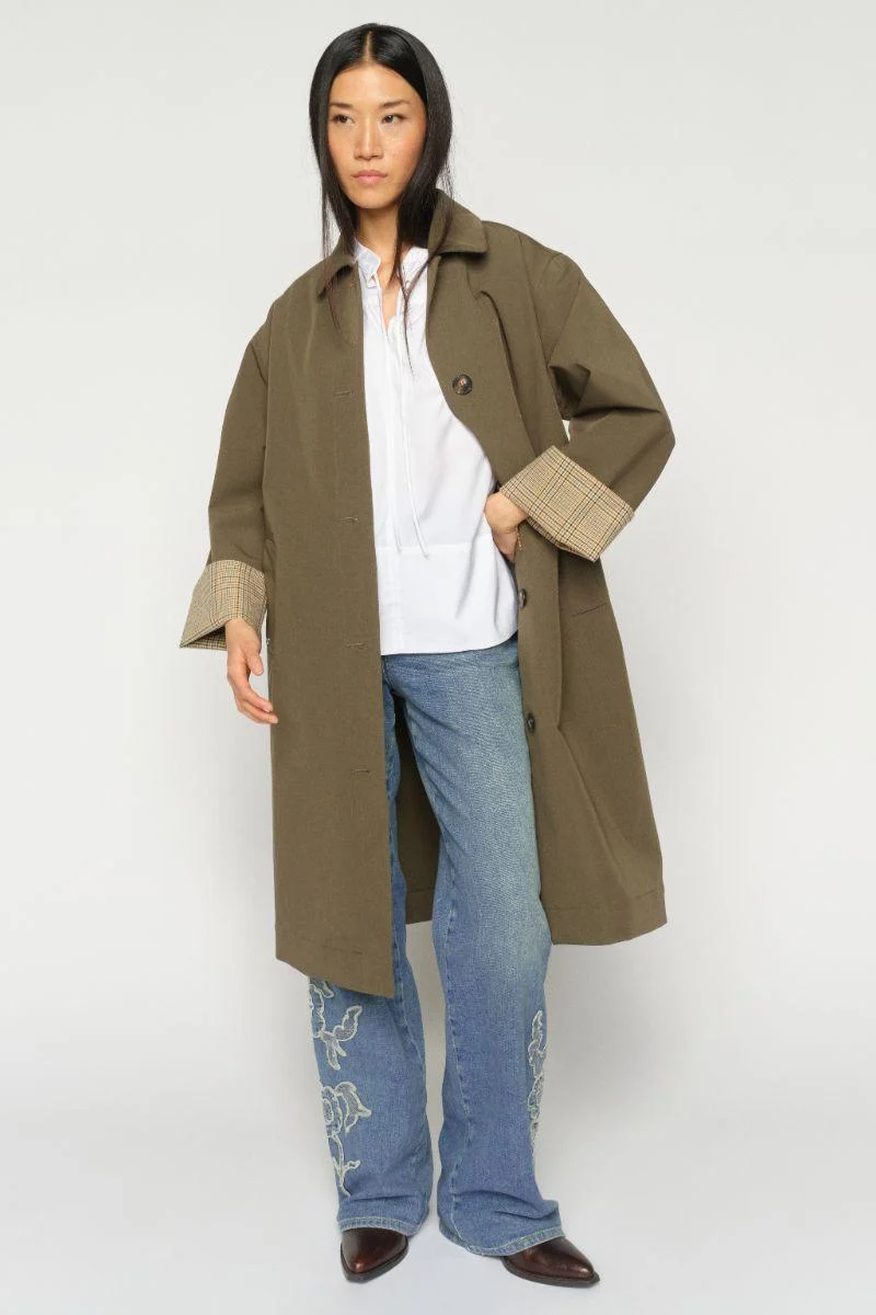 Riko Bora Trenchcoat | Olive Night | Jakke fra Mos Mosh
