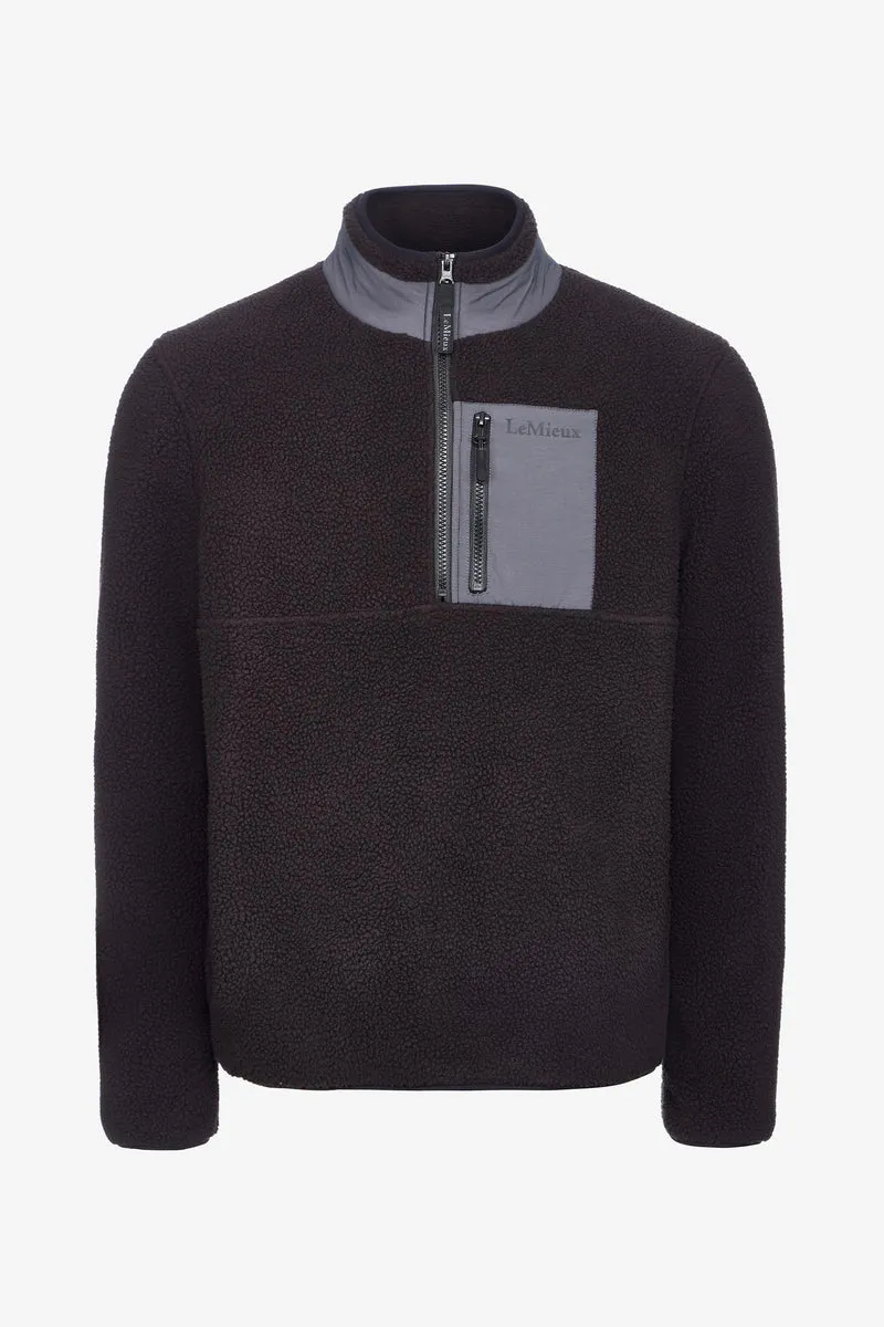 Borg Herren Sweatshirt mit Halb-Reißverschluss Black M