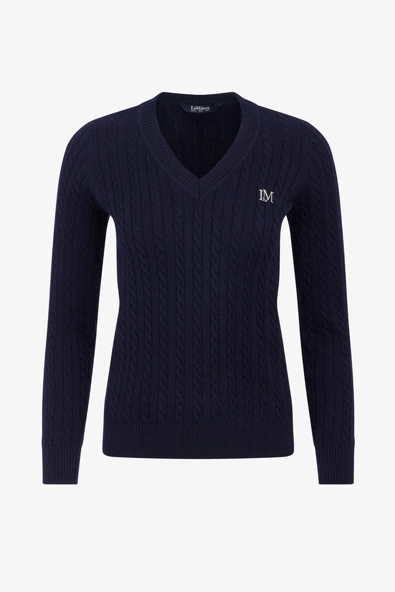 Carla Damen Strickpullover mit V-Ausschnitt Navy 40
