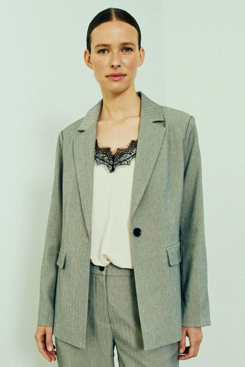 Caia Jacket 207343 | Light Grey Melange | Blazer fra Freequent