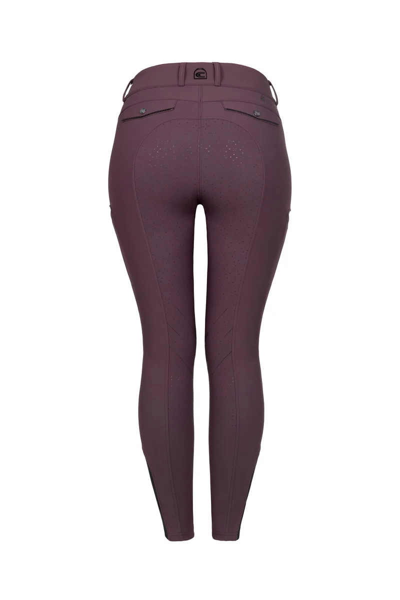 CAVALCORA Damen Vollbesatz Reithose mit Handytasche Dusty Plum 32 Regular