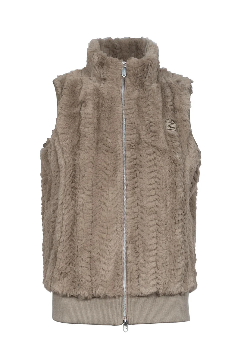 CAVALDIYA Damen Mink Fleece Weste Latte 32