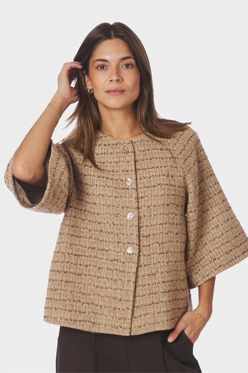 Rosella Boucle Mini Jacket | Taupe | Jakke fra Neo Noir