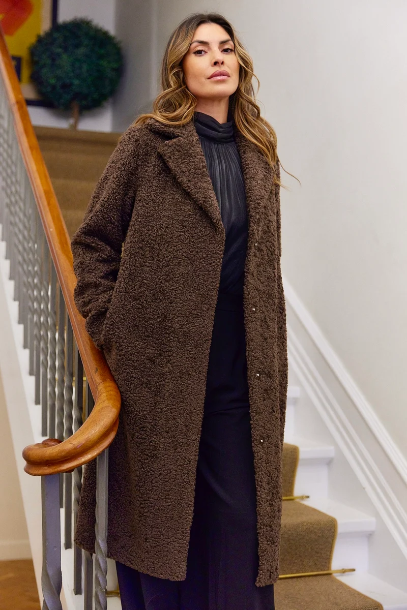 Addy FF Long Teddy Coat | Brun | Frakke fra French Laundry