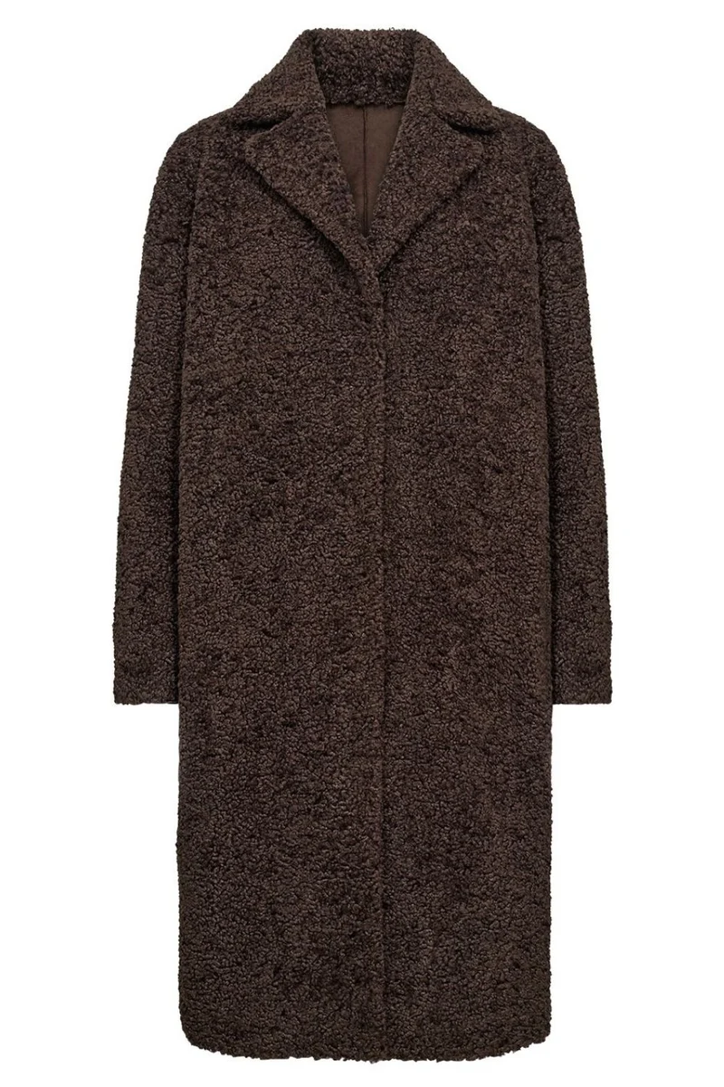 Addy FF Long Teddy Coat | Brun | Frakke fra French Laundry