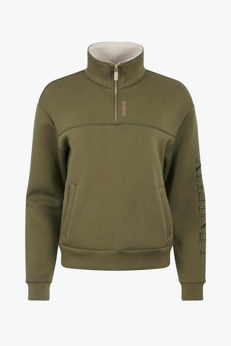 Scarlet Damen Sweatshirt mit Viertelreißverschluss Willow Green 44