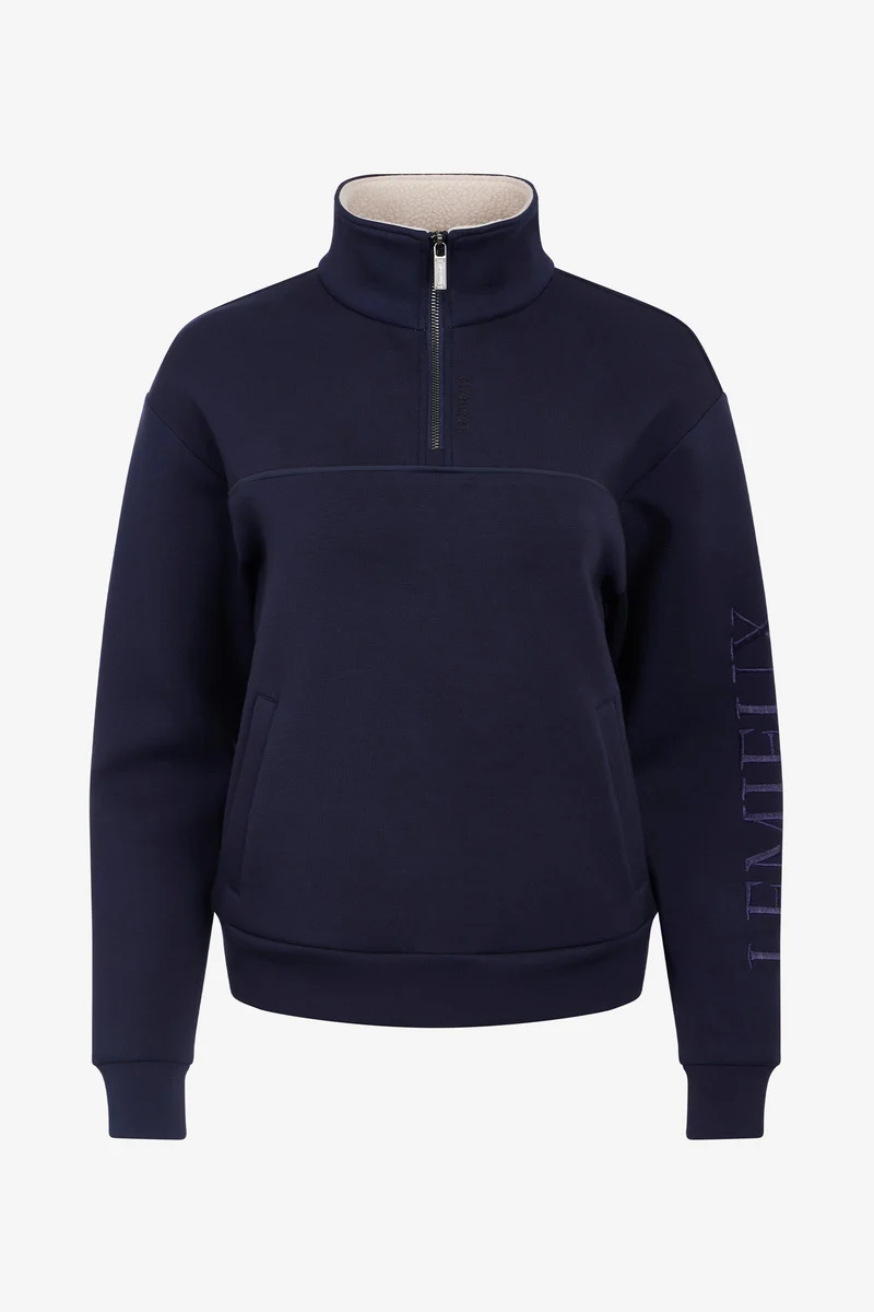 Scarlet Damen Sweatshirt mit Viertelreißverschluss Navy 40