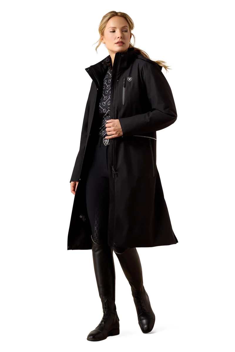 Damen Long Rider wasserdichter Reitmantel Black M