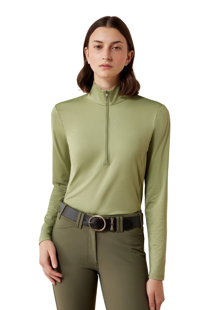 Damen Lunaveil Baselayer mit 1/2-Reißverschluss Oil Green M