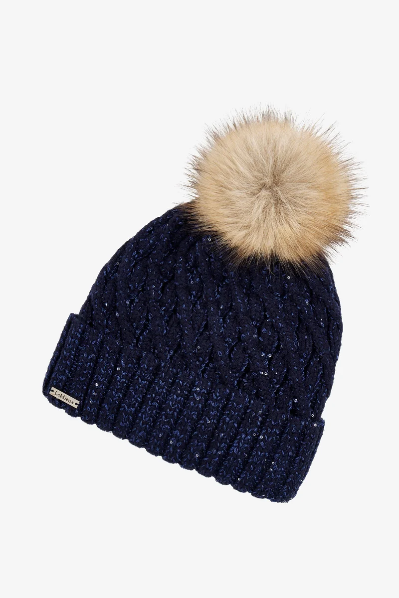 Bernie Pailletten-Beanie Navy Einheitsgröße