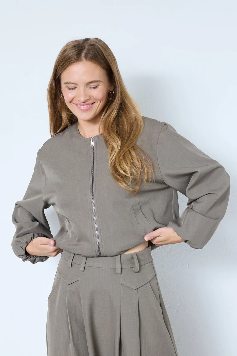 Luna Balloon Zip Jacket 30330 | Walnut | Jakke fra Co'couture