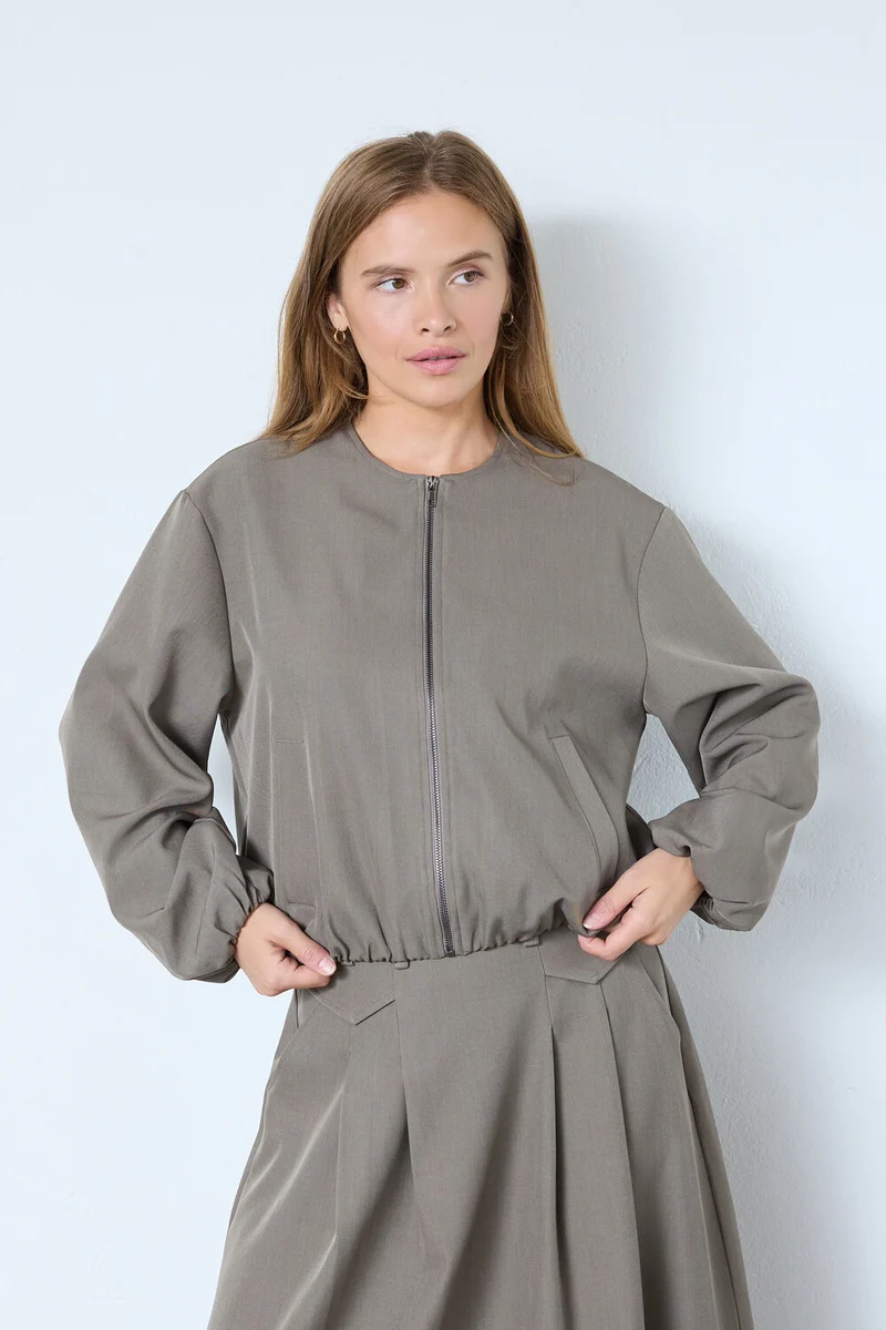 Luna Balloon Zip Jacket 30330 | Walnut | Jakke fra Co'couture