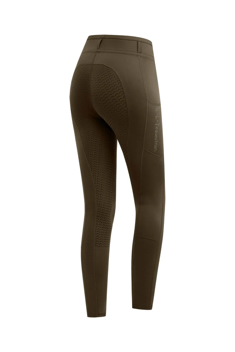 Ella Glam Kinder Reitleggings Vollbesatz Green Brown 152