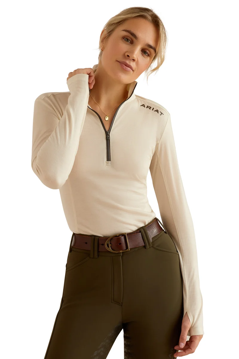 Cheviot Damen Baselayer-Shirt mit 1/4-Reißverschluss Summer Sand M