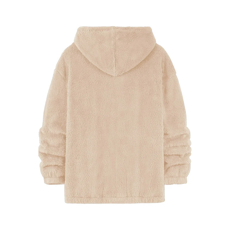Unisex Kuscheliger Teddy-Fleece-Hoodie mit Chenille-Schriftzug Drune