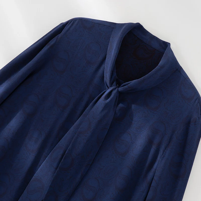 Damen Bluse mit Schleifenkragen und dezenter Jacquardstruktur Drune