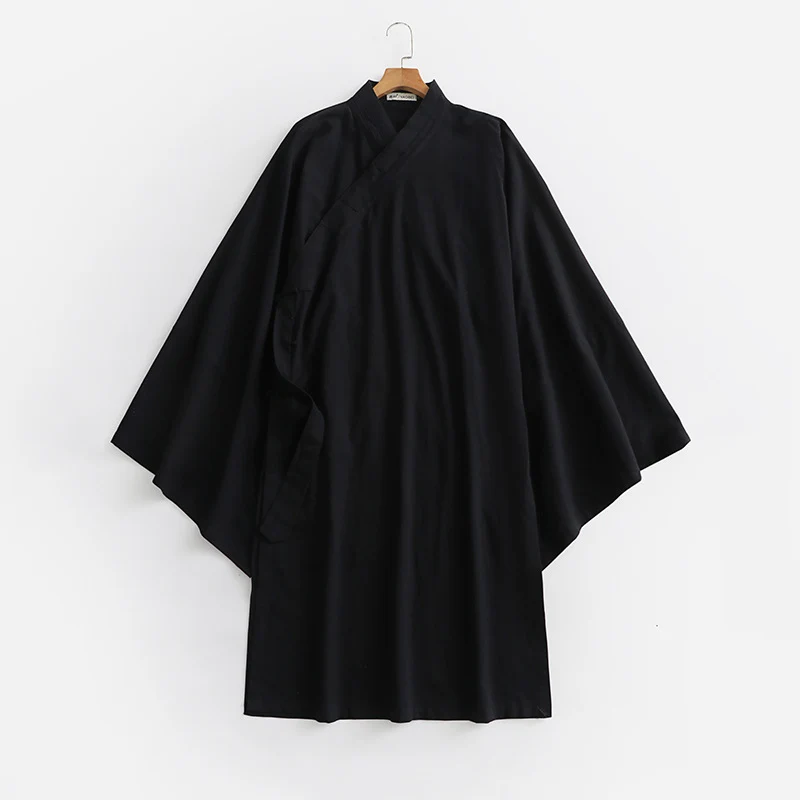 Unisex Oversize Kimono-Mantel mit weitem Ärmel und asymmetrischer Wickelvorderseite Drune