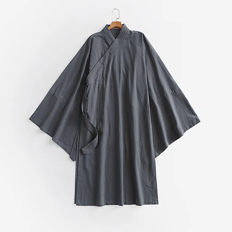 Unisex Oversize Kimono-Mantel mit weitem Ärmel und asymmetrischer Wickelvorderseite Drune